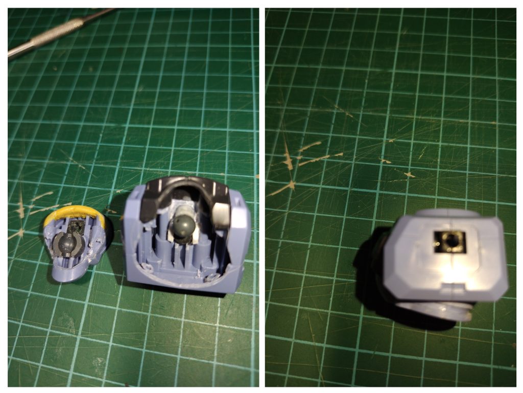 胴体は胸部と腹部に切り分けボールデンで接続