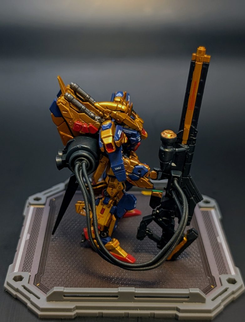 コード接続の図。コードには精密スプリングに針金を通しています。手首ごと交換することで、ビームライフルとのコンパチを可能にしています😌