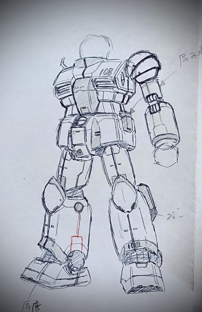 制作前のラフスケッチです。スジボリ、改造ポイントの参考に。