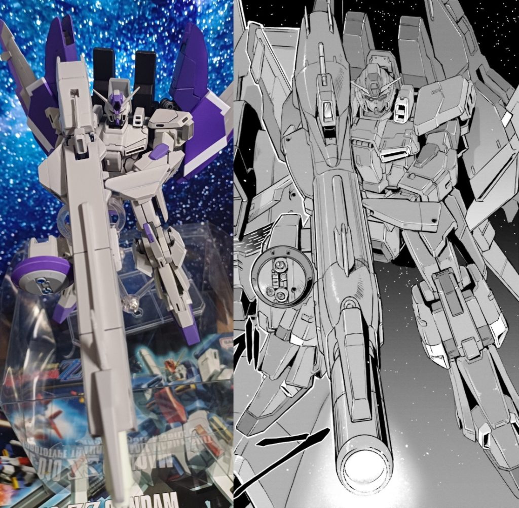 外装のほとんどがスクラッチ ビルドのハイパー メガ キャノンです。 変形のためにzzのビームライフルをベースに製作しました。