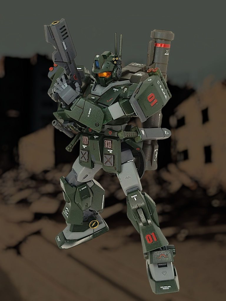 武器はハンドガンをメインにいつものように長物を持たせたい気持ちを我慢・・・サムネ絵にもしましたが、このポーズお気に入りです(gundam-kao6)