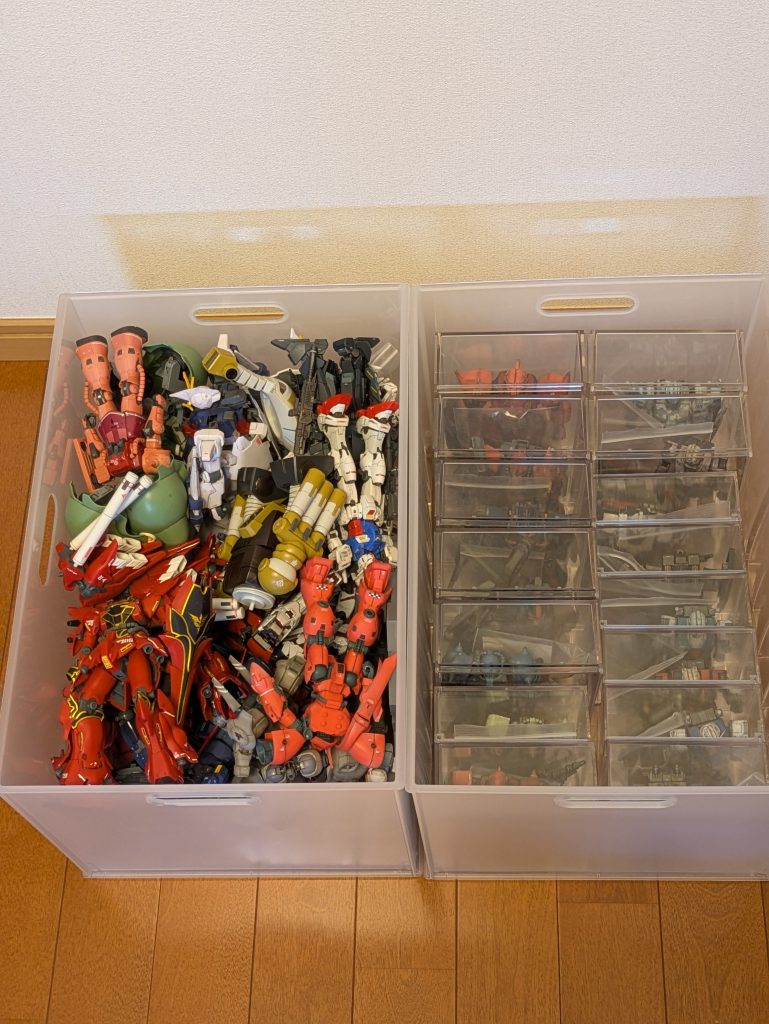 おまけ…今年GUNSTAを始め、ずっとリメイクを続けてます。左がビフォー、右がアフターの片付け箱🎁だんだんデカブツだったりRGだったり、やり難そうなのが目に付く様になってきました💦またお会いしましょう👋
