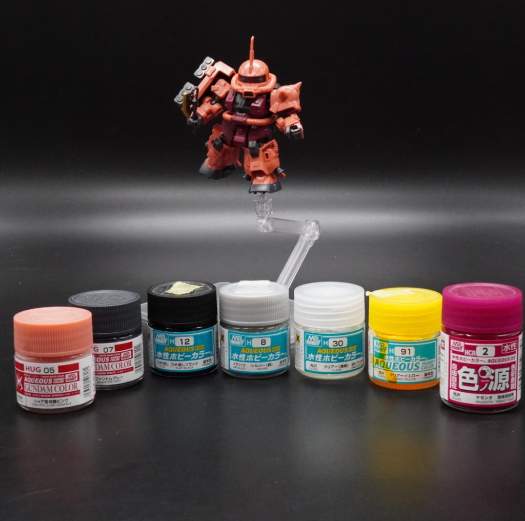 使用した塗料です。主に水性ホビーカラーを使用しました。
