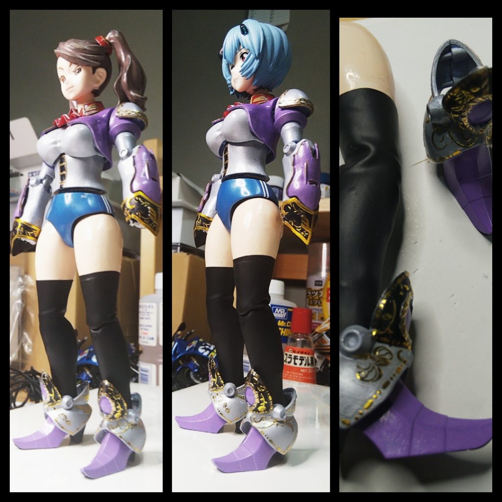 関節隠しに収縮チューブでニーハイに　