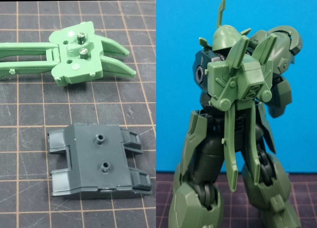 バックパックは軸を設置して取り付け可能に。