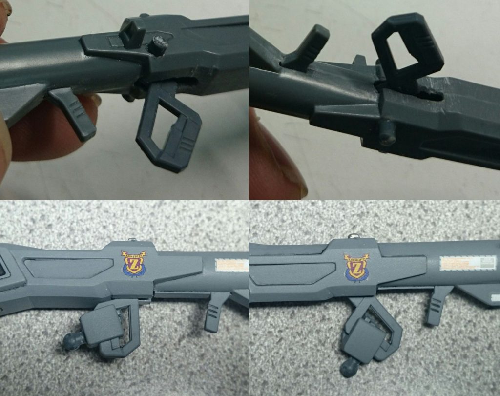 武器セットからマルチバズーカ。グリップはF91のバズーカから移植し、可動式にして、持ちやすくしました。