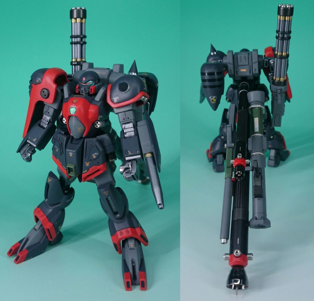 当時、キャンペーンで貰った武器が溜まり困っていたので、ゾリディアに使う事にしました。塗装は缶スプレーVガンダム武器セットからマーキングシール、その他コーションマークを貼り付けています。