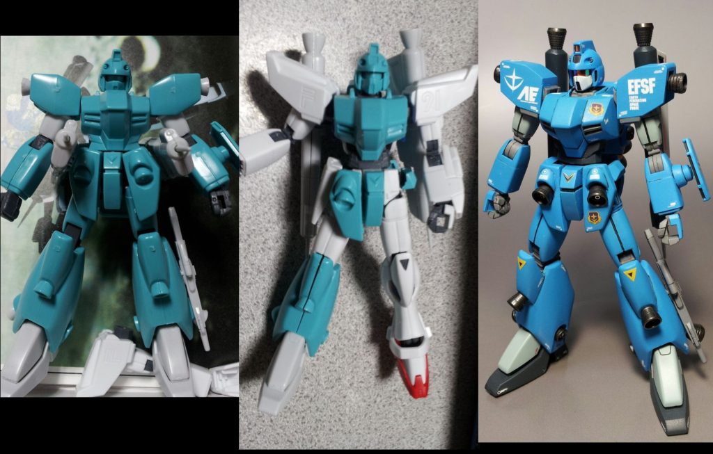 ビフォーアフターです。肩アーマーは真っ平らじゃなくて、ディテールつければ良かったなという反省点です。Vガンダムシリーズ量産機もHGUC化して欲しいですなー