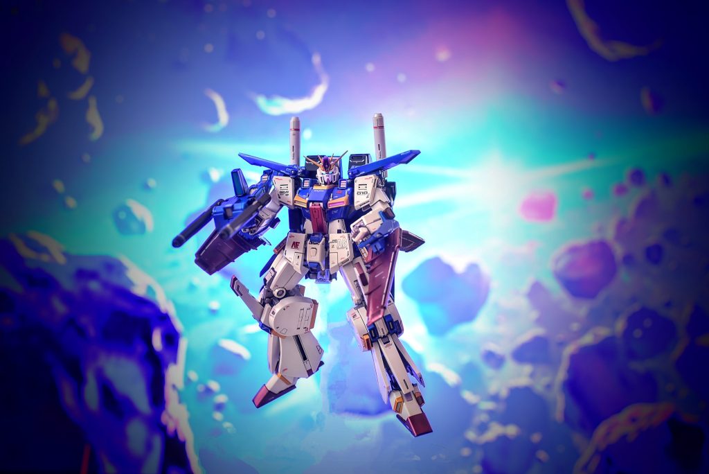 最後は旧キット1/144の箱絵風に。最後までご覧いただきましてありがとうございました。