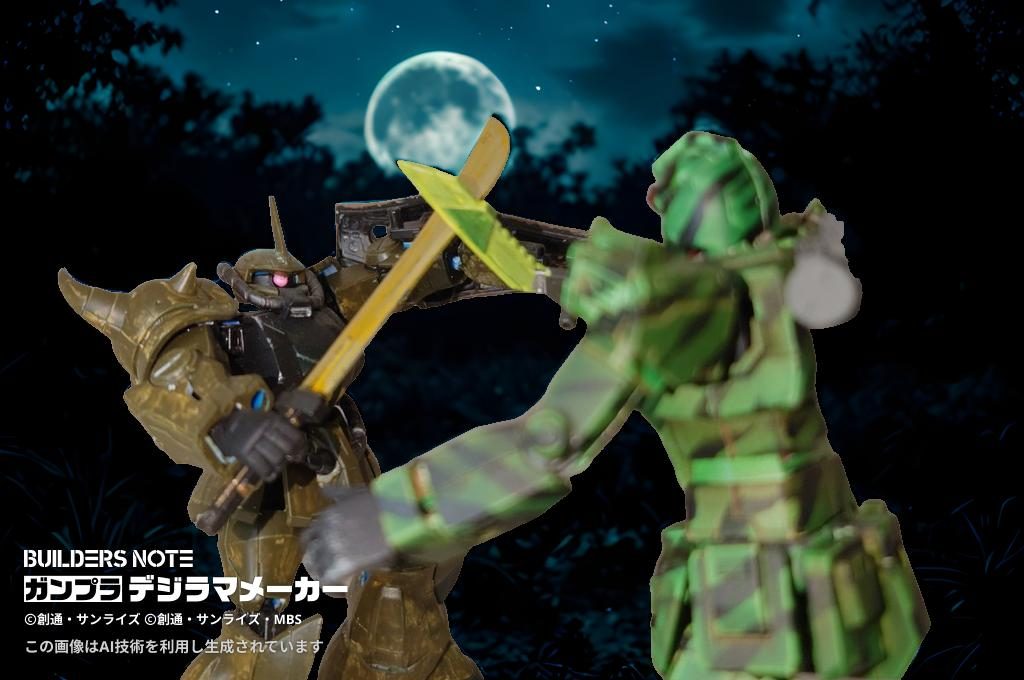 　ガッキィィィィン！！　ジャングルにヒートナイフとヒートサーベルが噛み合う音が響き渡った　「はっ！密林の絶望とか恐れられてた割には…使えんな」　「野郎！◯✘□▲……」もはや相手が何を言っているか不明だ