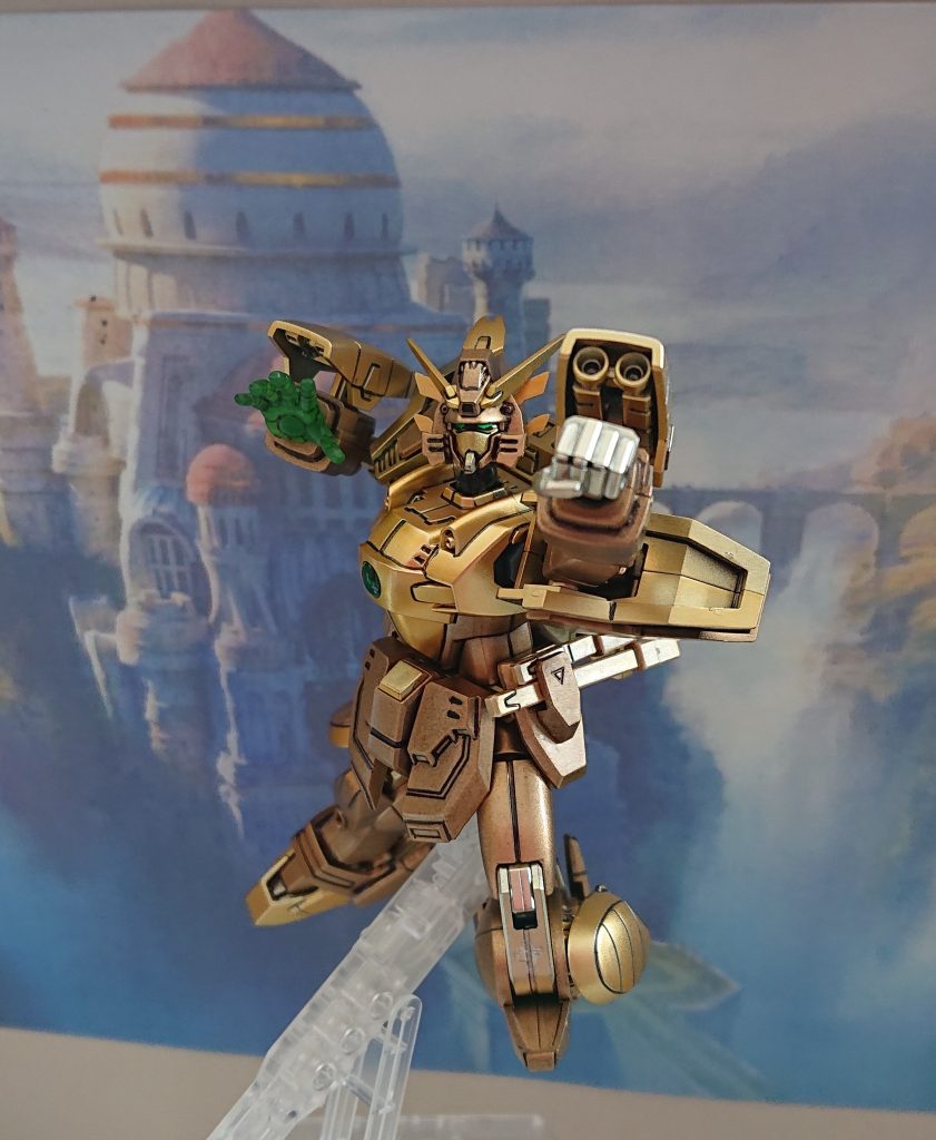 実況(シャイニングガンダム、空中で攻撃をかわせないゴッドガンダムの為に、すかさずカットに入る!)