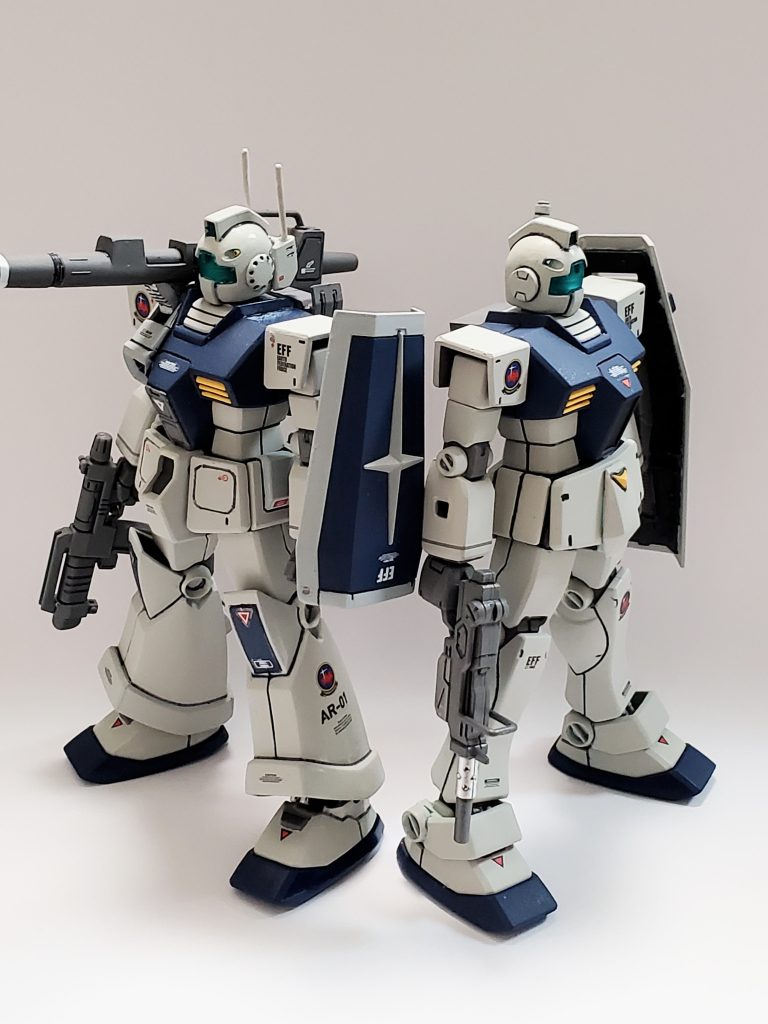 同じHGUCのキットなので比較に最適と思い、本日最後の1枚はジムキャノンと通常ジムのツーショットとなります📸✨久しぶりのミキシング計画‼️とっても充実したガンプラ製作となりました~🤩🎵また旧キットを入手出来たら第5弾に挑みたいと思います😌✨今回も妄想ダダ漏れの長~い投稿💦最後までお付き合い下さり誠にありがとうございました~🙇✨