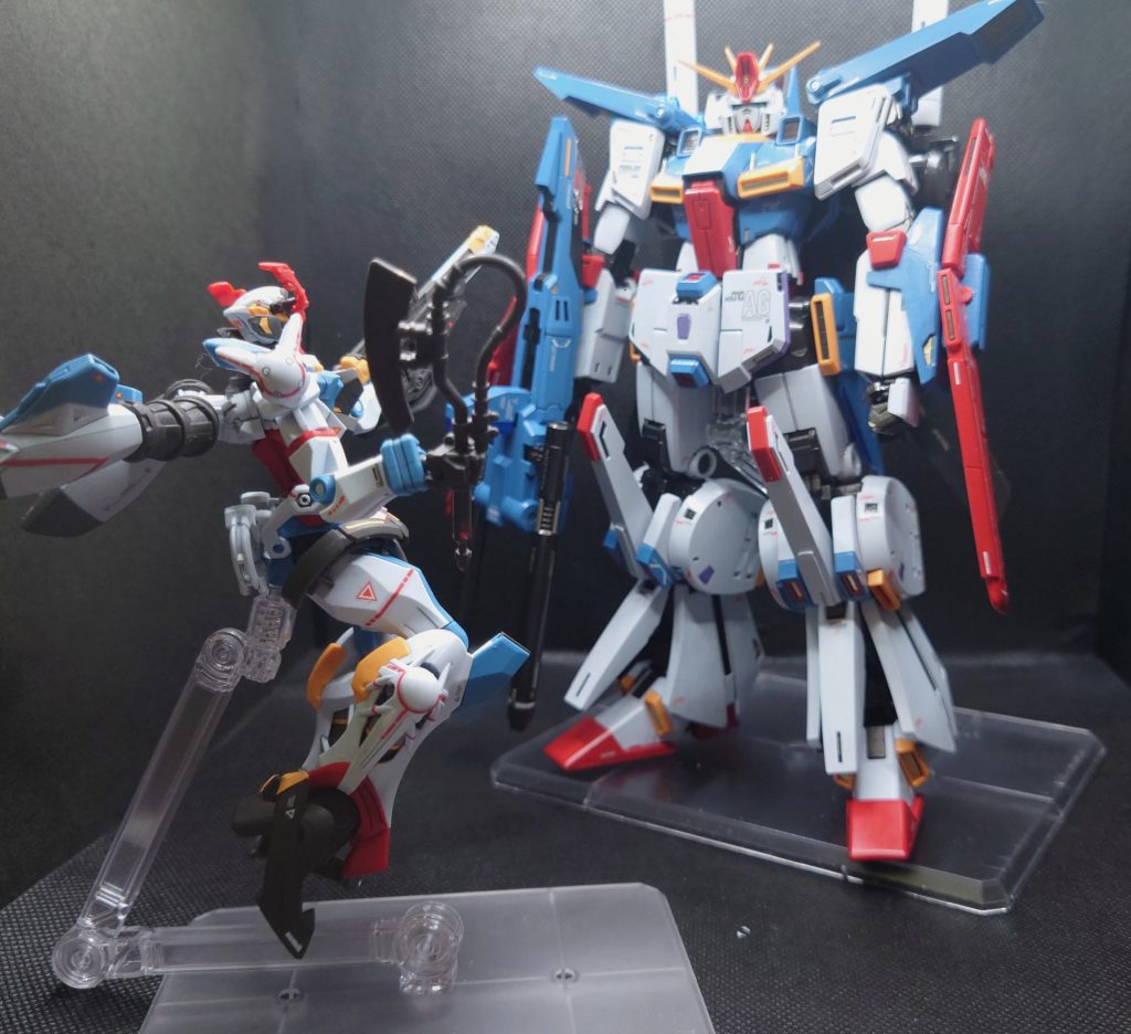 水性ホビーカラーの色の再現度がいつもすごいと思う(gundam-kao3)ジークアクスと並べてみました♪
