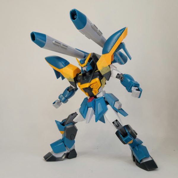 現在作成中なカラミティガンダムです。以前までに作成してきたGATシリーズと並べても違和感がないような物を目指しています。・肘、膝、腹部、股関節等のパーツはライジングフリーダムに変更・シュラークは根本をボールジョイント化可動域の問題は一先ず解決しました。（5枚目）