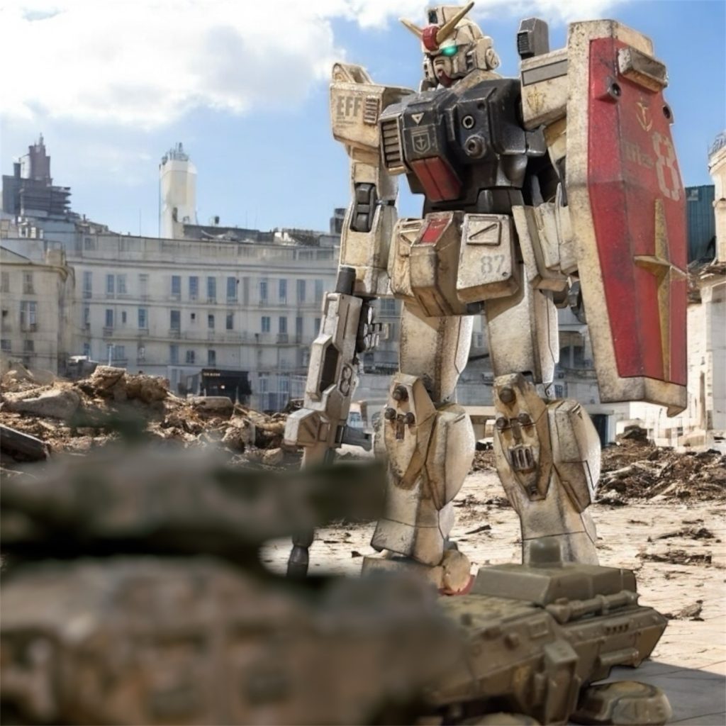 宇宙港から近いとは言えない、妙なところで進軍を止めた。待ち伏せと言うには、いやに分かりやすい。『逃げ出すような連中は逃がしてやればいい。地上で躍起になって追い落とさんでも、宇宙の連中が始末をつけてくれる。』なるほど、HLVでMSを打ち上げても、地上戦仕様のまま打ち上げるはずだ。成層圏の外ではまともに戦えないだろう。そこでも連邦軍の宇宙艦隊が手ぐすねを引いて待ち構えているはずだ。『それに、一度敵に追われる恐怖を味わった兵士など、宇宙に上がっても大して戦力にならんさ。』そういう同胞のケアも、”ジオンに兵なし”の状況を考えれば、少なからず戦力に打撃を与えるだろう、と少佐は呟く。ブライトマン少佐は、部下にも慕われているし、進んで残忍な作戦行動を取ることもない。しかし、戦いに当たっては冷徹である。『それよりも厄介なのは、撤退戦に気を吐く連中だよ。大義に酔うこともなく、戦局を見定め、仲間のために命を捨てられる。そういう指揮官のいる部隊を逃してしまえば、宇宙での決戦に臨む友軍が、煮え湯を飲まされる。』だから、ここで叩いておきたい、と少佐は続ける。『お前はおとりだ、“ガンダム”。お前を餌に、気骨のあるエースを釣り上げるぞ。』悪だくみをする悪童のように宣言する。『それにしても』通信機から、ブライトマン少佐のおどけた声が聞こえた。『コレマッタの混成第44旅団、初日は散々だったらしいな。砂漠を走ったジムは、ずっこけたところをハチの巣だったとか。』「先行して歩行訓練をしておいたのは幸いでした。」応じるヘントは、心からそう思っていた。戦場の死は無慈悲だとしても、せめて戦って死にたい、とは思うのだ。◾️◾️◾️◾️◾️◾️◾️◾️◾️◾️