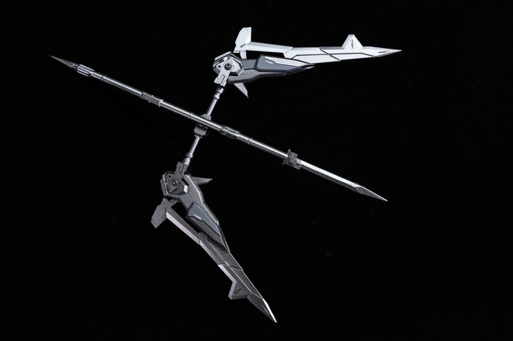 連結状態ラウズダインスレイヴはMGバルバトスのメイス部分のパーツを連結し長さを調整、先端を真鍮線でシャープ化しました