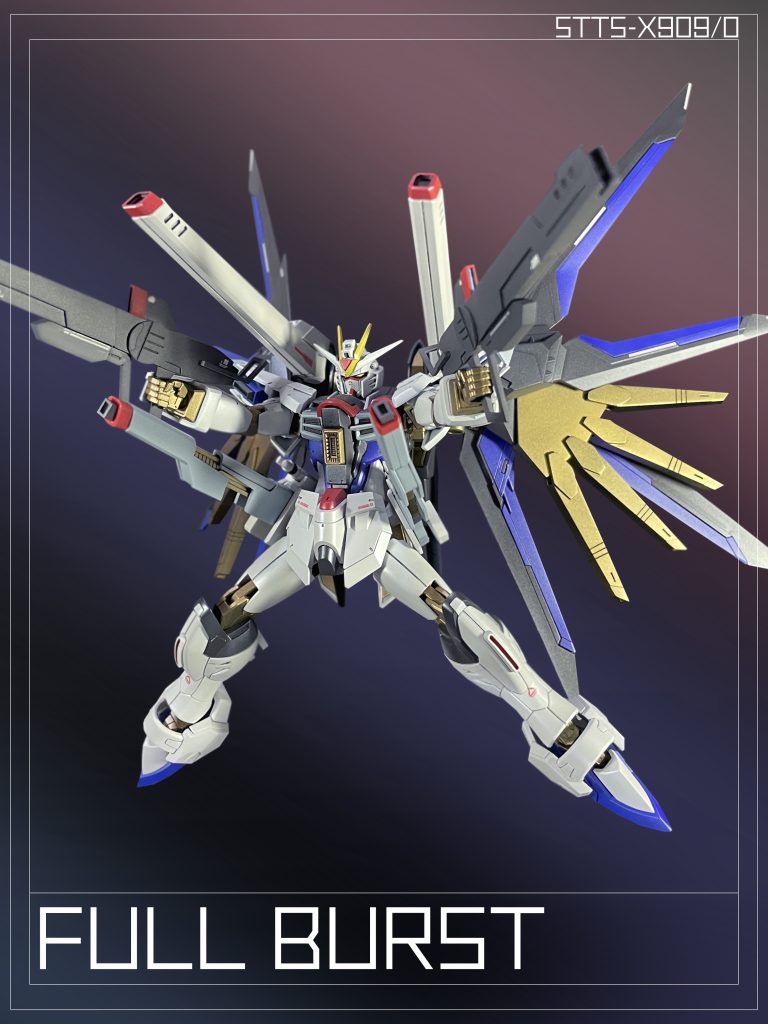 本仕様においても、ウィングによる姿勢制御と搭載武装の前面展開による「ハイマット・フルバースト」を備える。最大砲門数は重力下では7門、無重力下では15門を誇り「M.E.T.E.O.R.」装備時を除き、系列機では最多である。It has