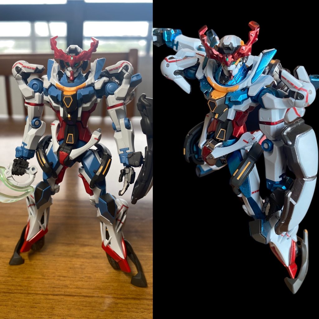 素組と塗装後との比較写真です。成形色でも十分カッコいい。