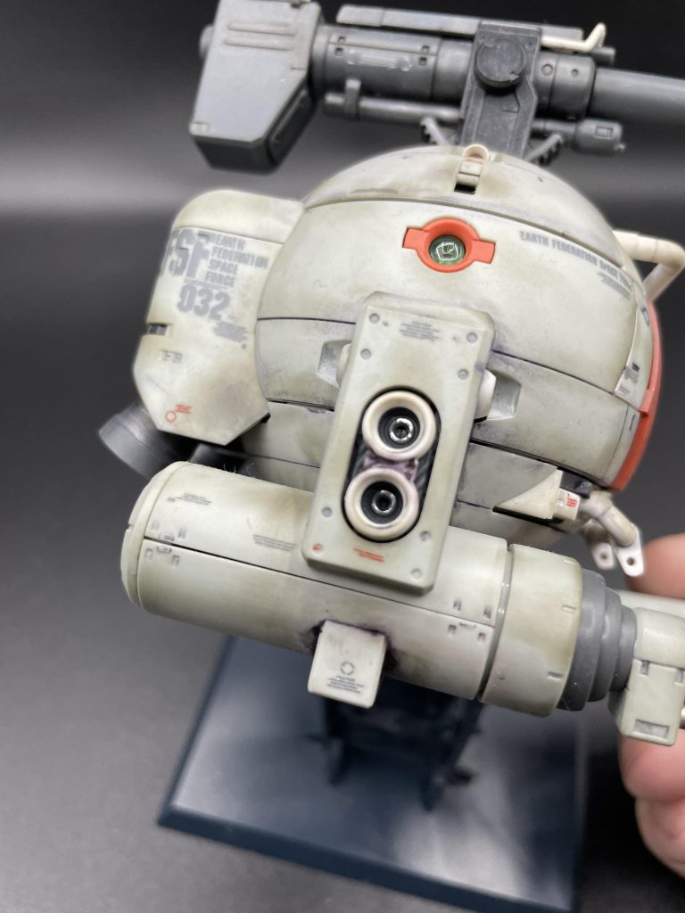 側部バーニャ内部はメッキ塗装後部のバーニャとキャノン砲にはドライブラシをしてみましたが、あまりわかりませんね泣