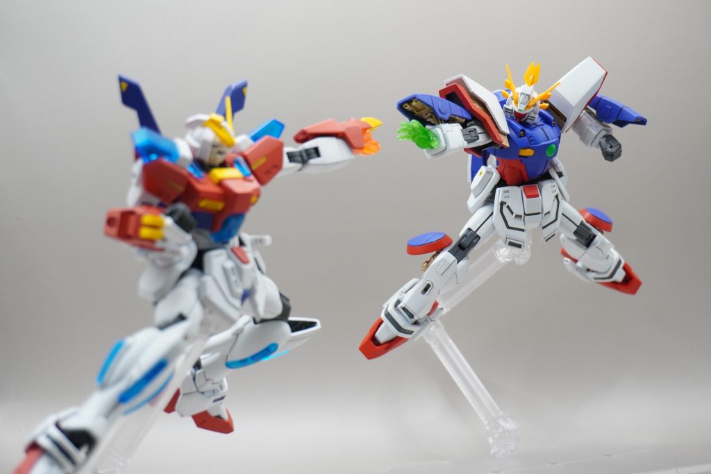 ビルド版シャイニングとでも言うべき機体、スターバーニングガンダムとガンプラバトル（ファイト）！シャイニングフィンガー　VS　ハイパースターバーニングナックル