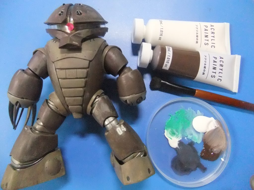 百均　アクリル絵の具でドライブラシを行い。