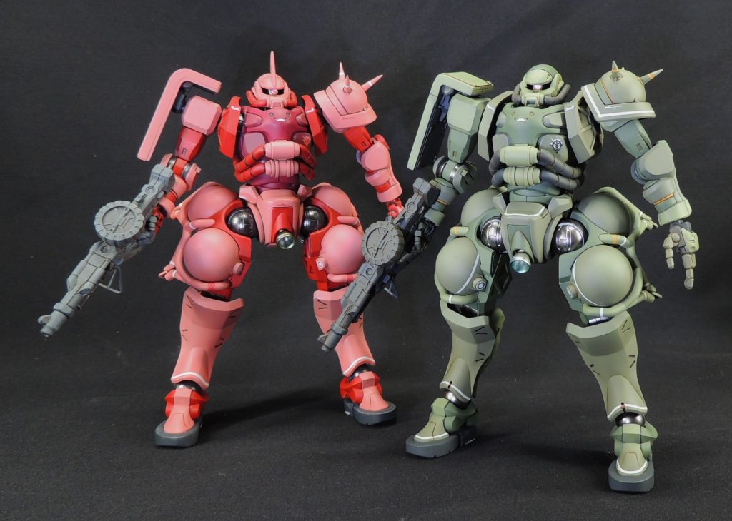 HG1/144シャア専用ザク及びザクは、ジークアクスの放映終了後、約半年経ってからキット化されることが発表されています。しかしながら、多くのモデラーさんがそうであるように、私も待ちきれずに軍警ザクを改造してしまいました！