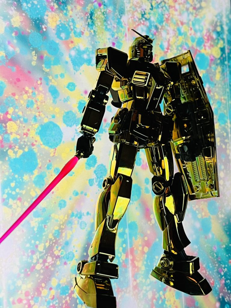 キラキラな感じの画像を作り、それを表示したiPadとMacのスクリーンの間に置いて撮影。ただ画面の上に置くだけのお手軽なアナログ合成。