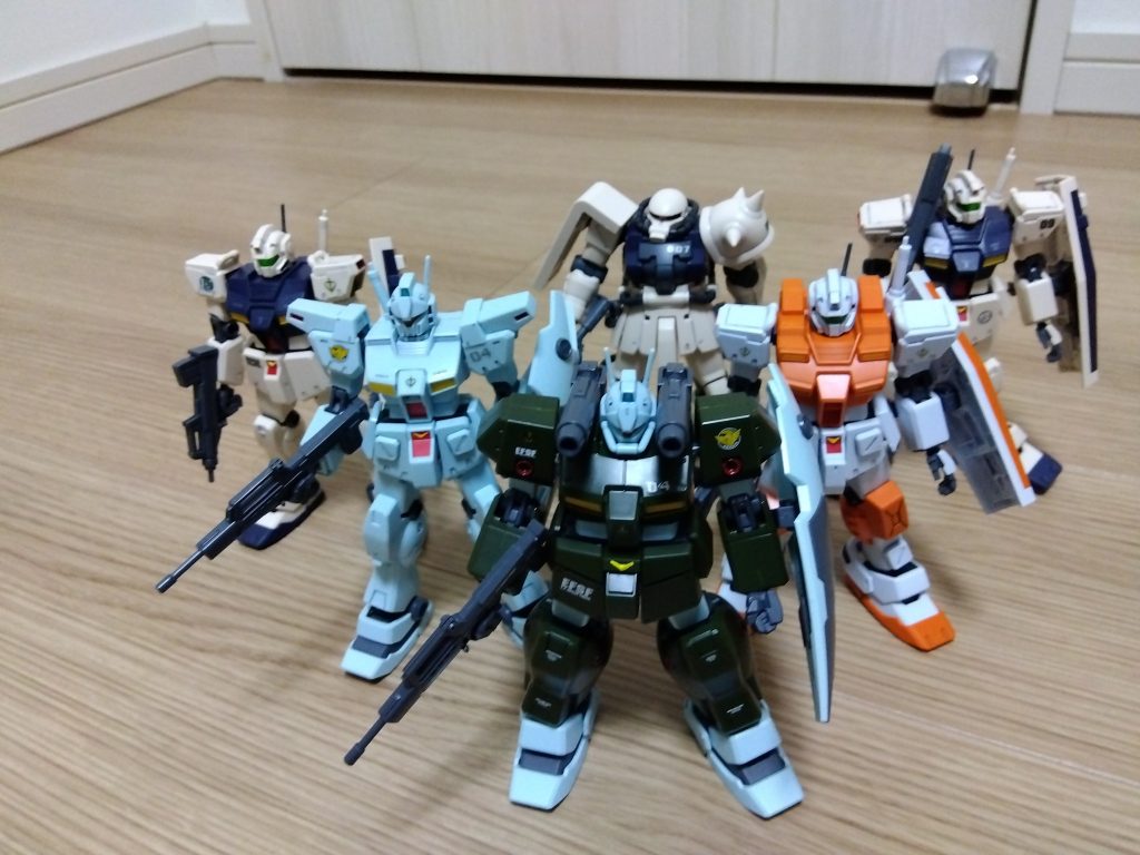 0083の連邦チームで。ジム改、ジム・カスタム、ザクF2、パワード・ジム、ジム改(2体目)