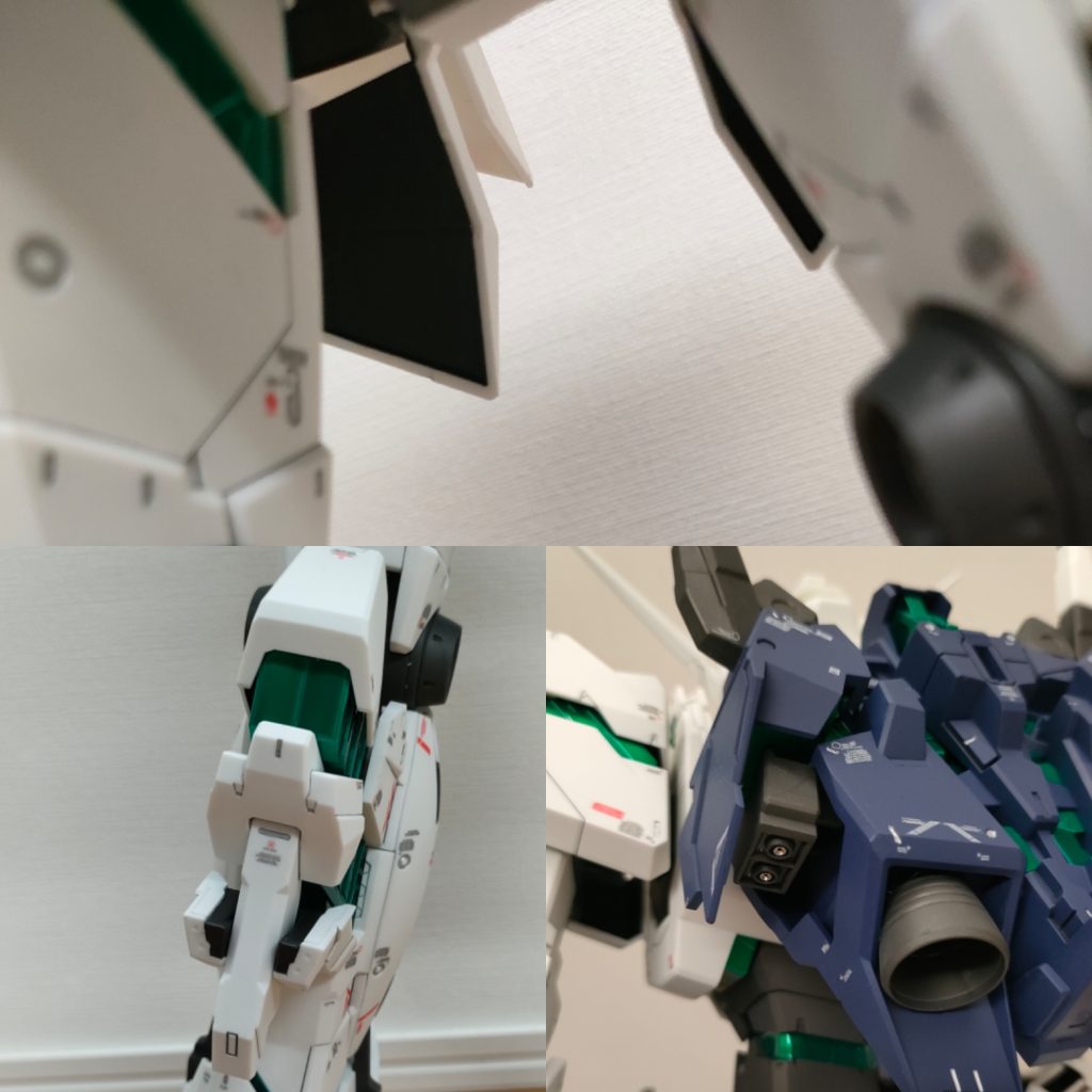 スカート、アンクルガード　裏打ちプラ板作成膝のスカスカ具合もPGをイメージして蓋