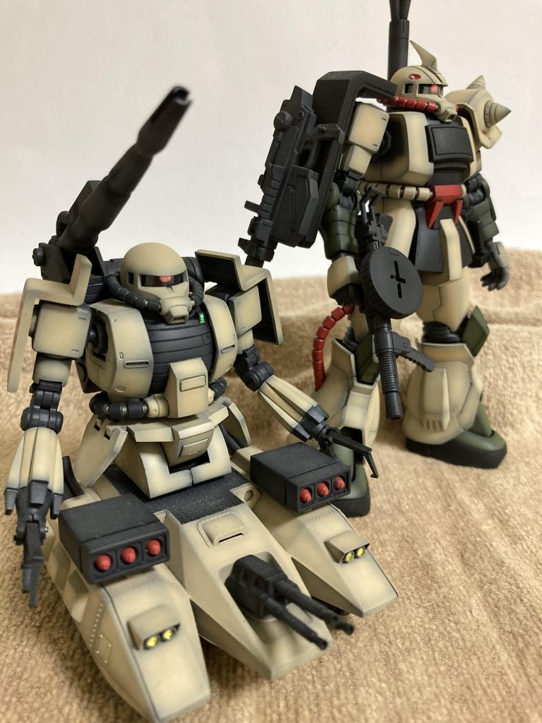 砂ザクとツーショットタンク『隊長…ワシ後方支援ですよね？』