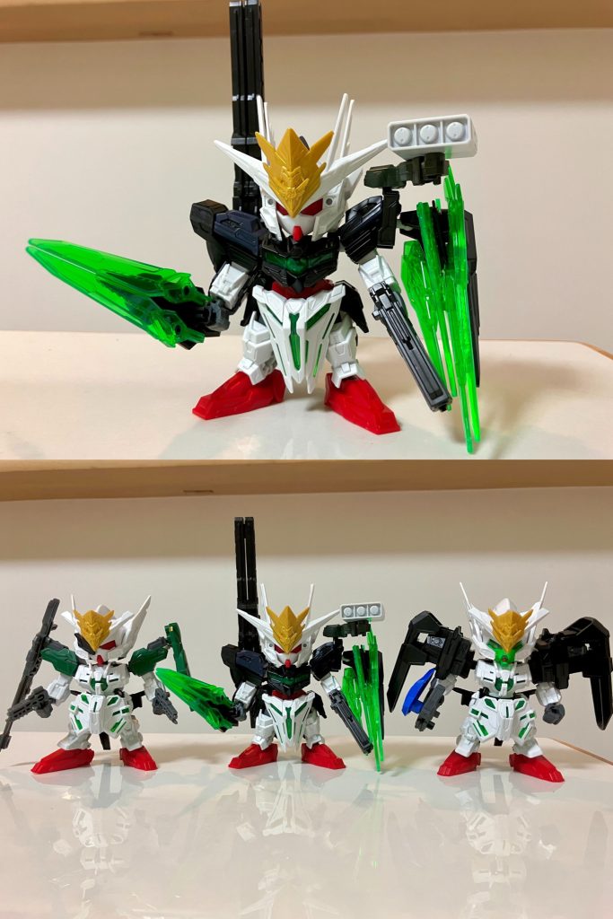 SDWヒーローズ作品なのでキャラクター設定として、キャプテンクアンタGF本人の別武装Ver.ではなく、よく似た容貌の別キャラクターという設定で瞳の色や武装・戦術イメージの違いなど、要所で区別化するよう意識しています。