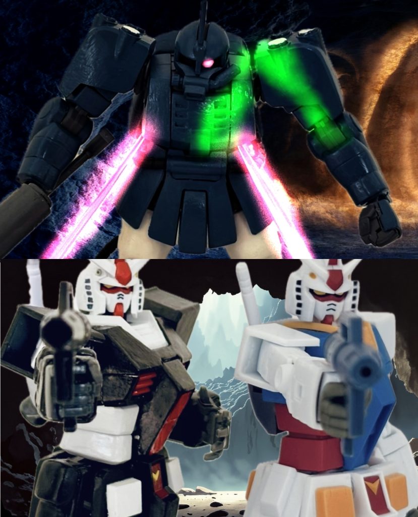 そうとも知らず洞窟へ逃げ込んだブーンだったが、機体に付着した蛍光塗料が発光しあっさりと居場所がバレてしまい、Wガンダムのビームスプレーガンで滅多打ちにされ敗北した。ブーンは戦いに敗れたものの、その間にシャアはホワイトベースがジャブローに向かっている事を突き止め、囮役としての役目を充分に果たしたのだった。