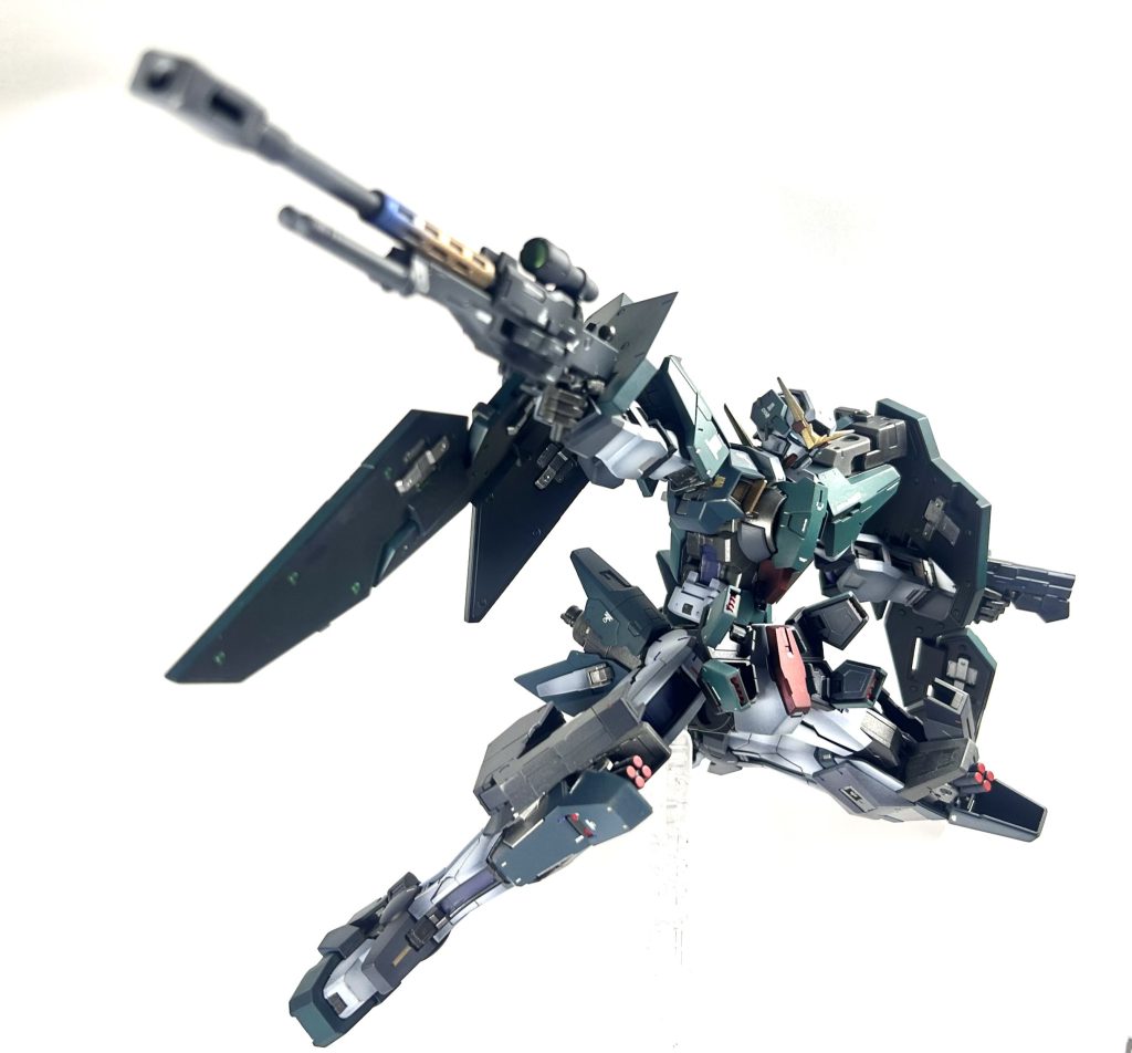 デュナメス版フルバーストでフィニッシュ‼️ニールのポリシーに準じビームサーベルは抜きません笑エクシアから進化したスタイル、豊富な武装、最高でした。キュリオス、ヴァーチェも組むのが楽しみになりました。バンダイさんエクシア2.0待ってます‼️以上です、ありがとうございました。