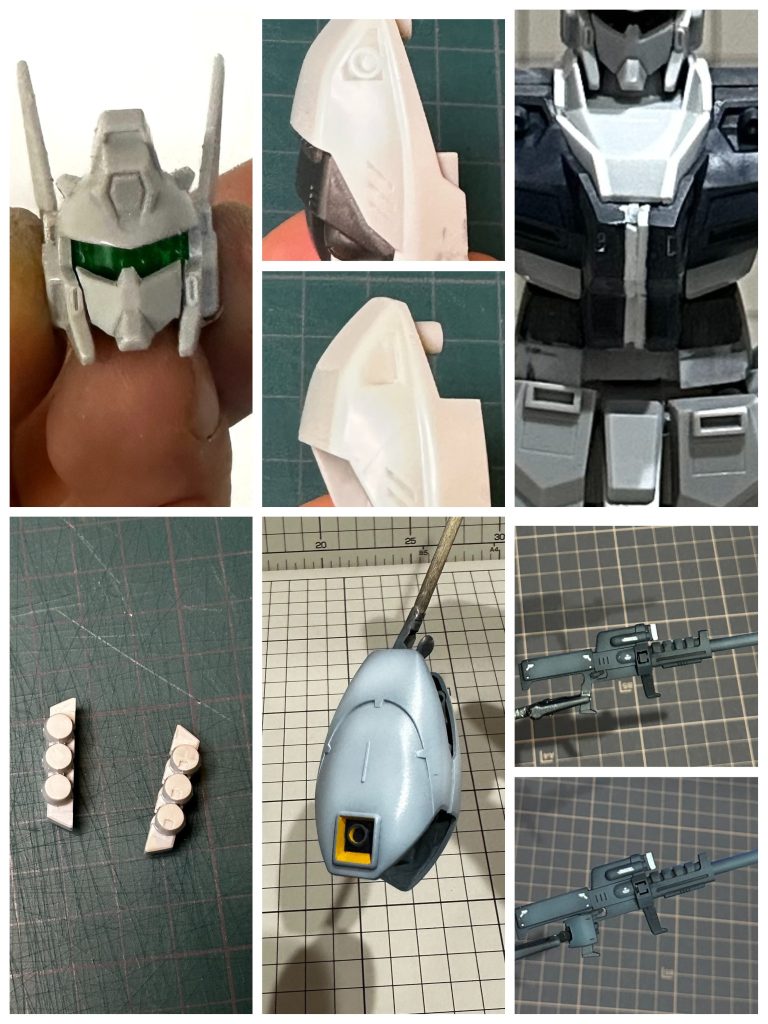 マスクカットやだるいディテールを削って別パーツ取り付け等普段やらない加工を色々しました。手はビルダーズパーツに交換して、銃の引き金に指をかけているように改造しましたが、どの写真でも全くわかりません😂最後までご覧いただきありがとうございました