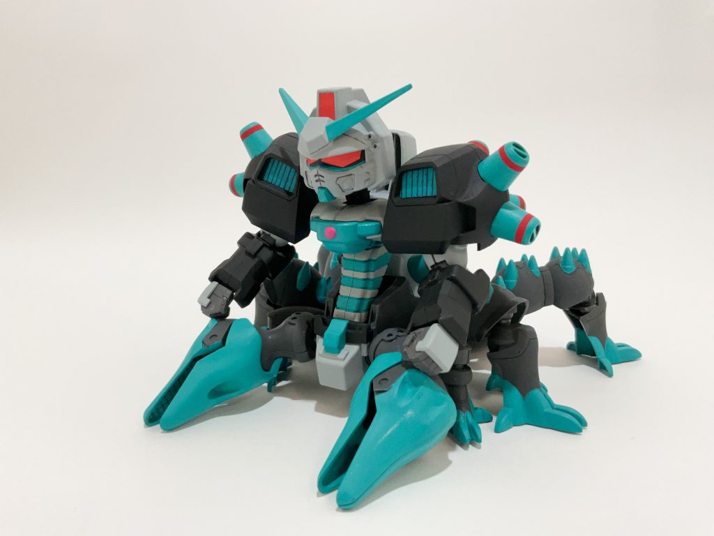 BB戦士 245 デビルガンダムを初音ミクカラーで塗りました。配色は公式コラボやこれまでガンスタに投稿されたミクカラーの作品を参考にパクパクしました。ごちそうさまでした。塗料は以前投稿したSDCS ザクIIと同じ水性ホビーカラーです。前回のグリーンを調色したものが枯れてしまったことを反省して今回は多めに調色したのでもう1体くらい作れます（作りません）。