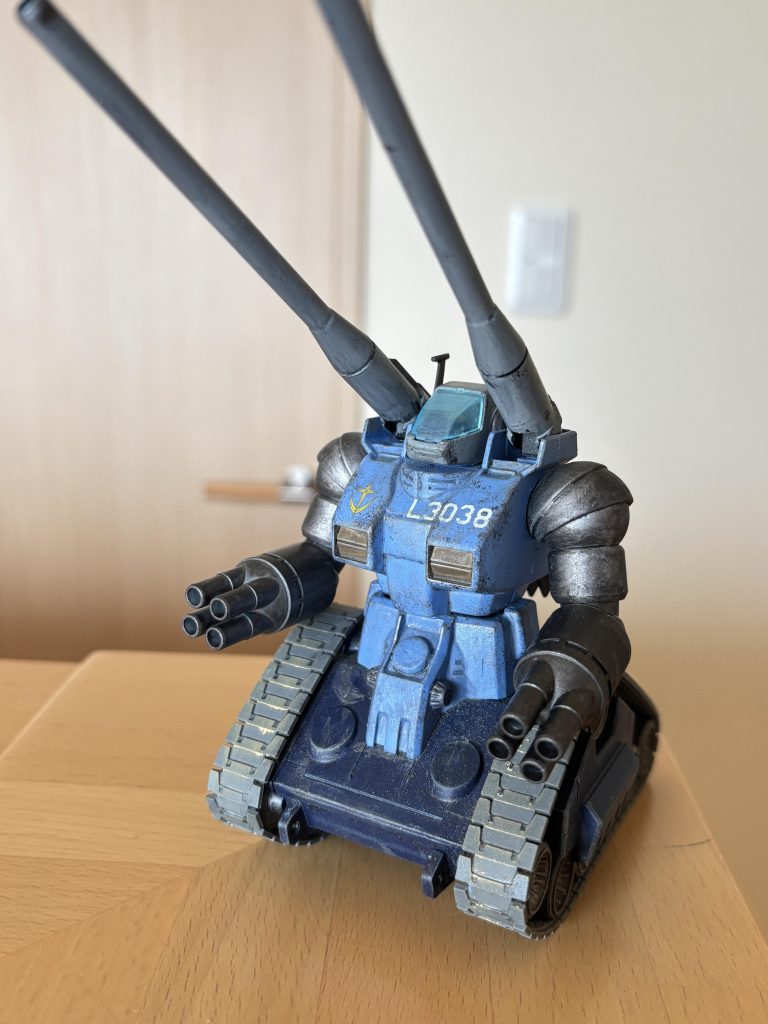 87戦隊以外のMSも登場させたいと思い、急遽参戦させたガンタンク。ジャンク品を適当に塗っただけですが、結構気に入っています(gandam-hand2)部隊番号L3038MS試験隊、通称
