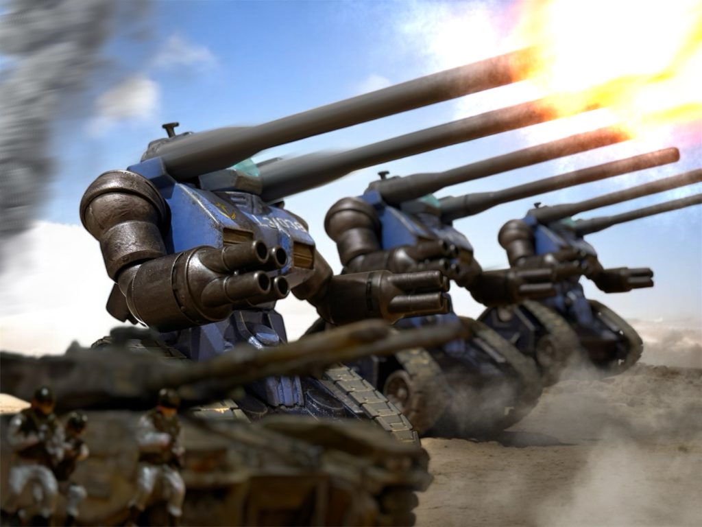 『援護します、イギー少尉。』”ライオンズ”からも砲撃が続く。狙い通り、ドムはイギーの正面に誘いこまれた。