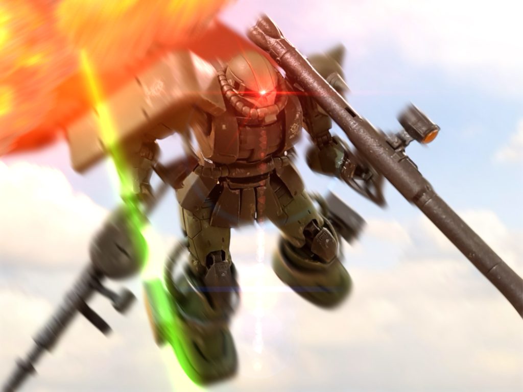 『軍曹、頼みま……っ!!』ドダイのパイロットの通信は、緑の光線が走った直後に途絶えた。ビームライフルか。「すまんっ!」 オスカーはバーニアを限界までふかし、機体を横に滑らせながら降下する。少しでも、敵機の射線を散らしたい。機体の仕様も、出撃前に可能な限りF型に戻し、バーニアが少しでも効くようにしている。