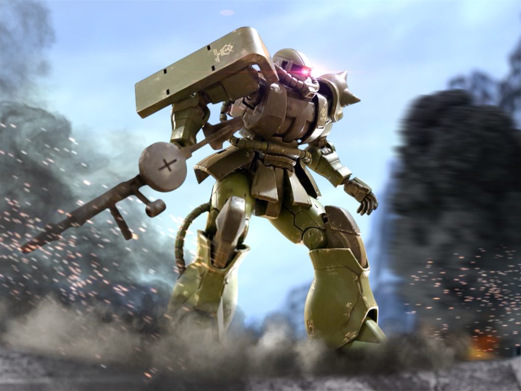 ズシン、と、機体が地を踏む重々しい衝撃が響いた。 攻撃体勢を整えようと、ザクマシンガンを構え直した瞬間、オスカーの全身を、熱が包んだ。