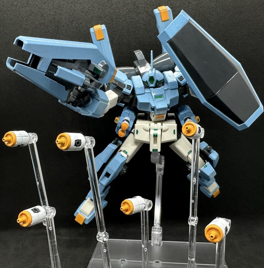 ビット×6ビルダーズパーツのMSファンネルドローン兵器が割とメジャーなので本機も搭載せっかくなので後ろに3mm穴開けて水星のビット用ベースに対応させてみた