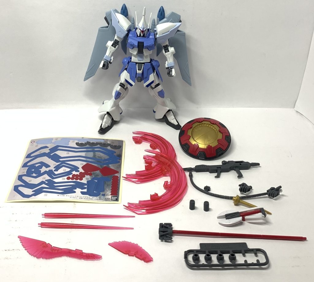 付属品等。色分けはほとんどバッチリですし、動かしていて楽しいガンプラです。令和のギャンってことでかなり洗練されているデザインだと思います。以前に投稿したHGCEムラサメ改と同様に関節部との合わせがキツいところがあり、やすりなどで調整しながら組むことをおすすめします。***ジークアクス……ララァが出ましたね、終盤へと差し掛かっているためどういうエンドになるのか楽しみです〜***ビルドダイバーズRe RISE 二次小説「陰キャアイドルはGBN〈惑星〉を救いたい。」こちらのつぶやきでの【試し読み】、またpixiv先行で更新しています〜二次創作にご興味のある方はぜひどうぞ〜***