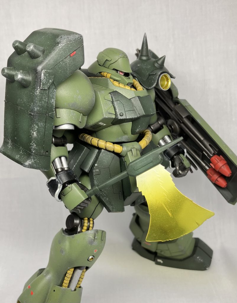 ビームアックスキットの出来はいいのに、ディテールアップのセンスがダメダメでした…ただこの失敗がサイコドーガでのリベンジにつながります(たぶん…