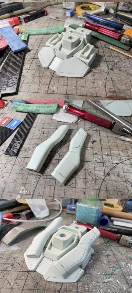 ディテールの追加　→ シンプルな部分に刻線とパネルラインを施し、視覚的情報量を増加