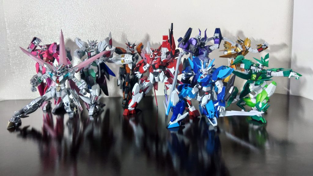 最後に9体揃ったので記念して9人の究極の救世主「宇宙戦隊キュウレンジャー」の名乗りポーズで終わり!いや~ここまで長かった!シンフォギア奏者はこれで全て作ったから次は敵キャラとか作ろうかな。