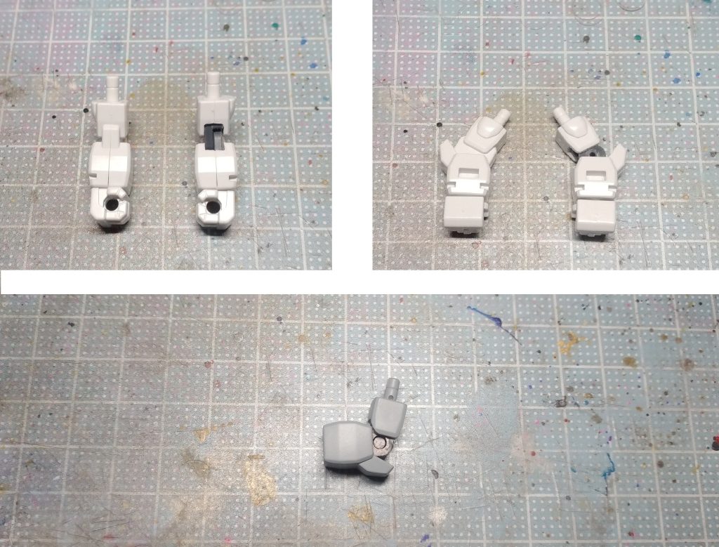 今回の工作は肘の可動化に挑戦しました(gandam-hand1)アームアームズのジョイントを薄くカットして仕込んであります。
