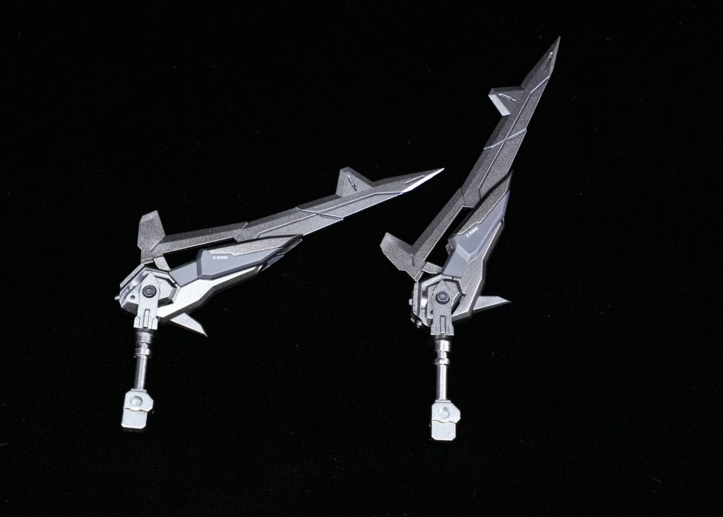 ツインブレードメガミデバイスの【朱羅 弓兵】の武器パーツ、MGバルバトスのメイス、HGバルバタウロスの接続部、持ち手他をスクラッチして制作しました。