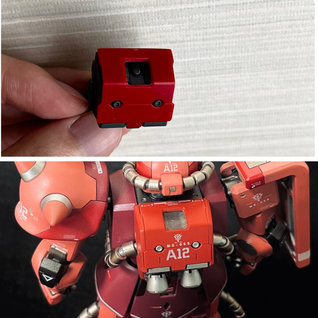 ⇧ランドセルに穴を開けろと言わんばかりの溝があったので、穴を開けてステンレスメッシュを仕込みました。やっぱり本物の金属の説得力は違いますね‼︎