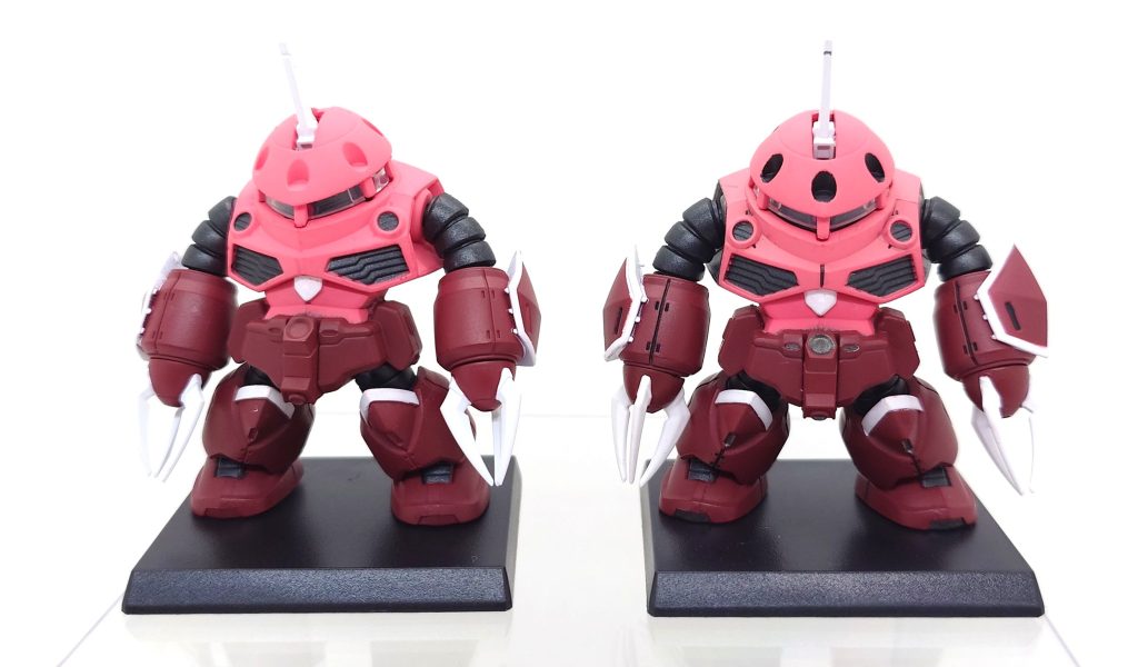 比較用です。右が部分塗装後です。そこまで大きな差はないですね(zaku-kao4)