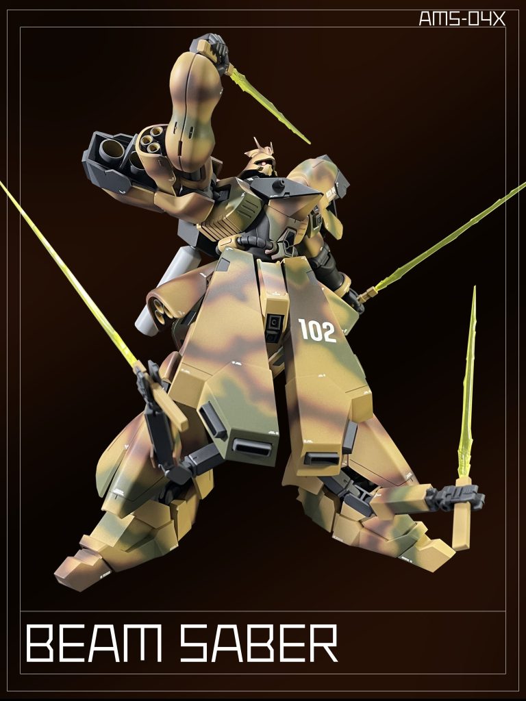 後に「MSN-04B」を筆頭に当時最新鋭MSのみで構成された部隊は残存兵力の撤退援護を目的に地上へ投入、複数の¨ガンダムタイプ¨と交戦し大損害を与えたという。しかし、これらの戦果も「MSN-04B」なる機体の実在も定かではない。Later, a unit led by the “MSN-04B” and consisting of only the most advanced MS at the time was deployed on the ground to cover the withdrawal of the remaining troops, and engaged multiple ¨Gundam Type¨ units, inflicting heavy damage. However, neither these war results nor the “MSN-04B” are certain of their actual existence.