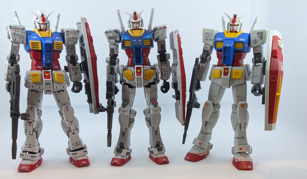 3体揃い踏みで一枚📷️向かって左からRG、万博ガンダム、EGです。うーん、みんな違ってみんなイイ✨️となると、まだ見ぬHGやHG(オリジン)ガンダムってどんなんでしょう…作ってみたいな……ハッΣ(゚Д゚)こ、これがバ◯ダイの作戦か❗️あ、危ねえ危ねえ😖 それでは、今回も長々とした駄文、失礼しました🙇